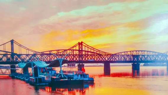 압록강 중조 국경 강 유람선(1호 부두)