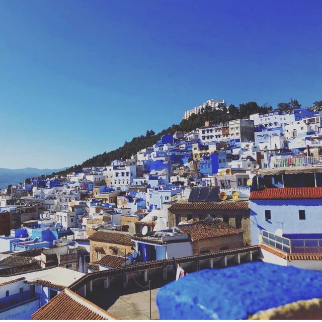 摩洛哥的藍城， 不同建築不同藍！