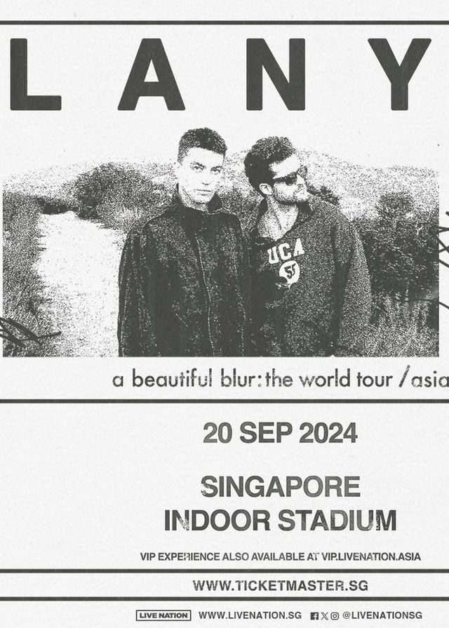 【新加坡】LANY 2024《a beautiful blur》世界巡演 | 新加坡室內體育館