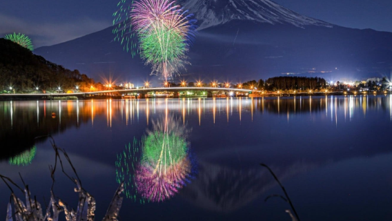 Lake Kawaguchiko Winter Fireworks