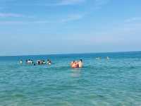 Beach, blue sky, clear waters