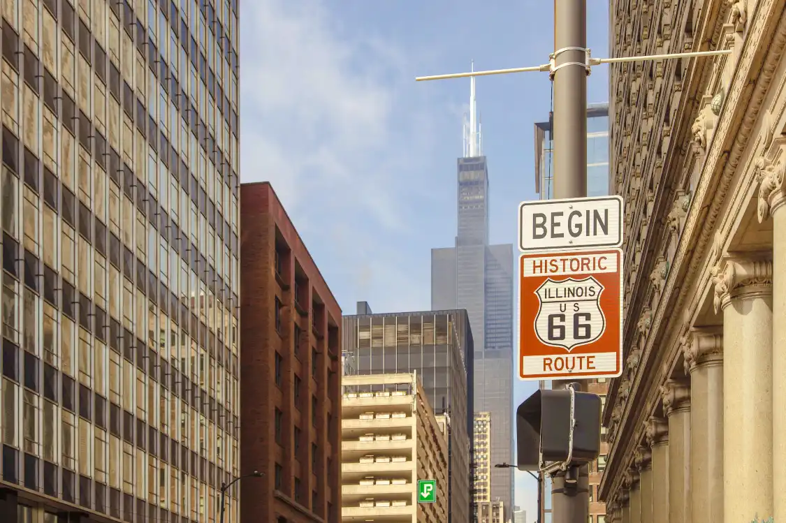 Hotels near Historic Route 66 Begin Sign