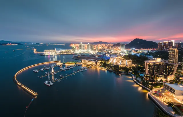 夜幕俯瞰蛇口郵輪母港及遊艇碼頭