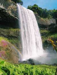 A rainbow in the waterfall