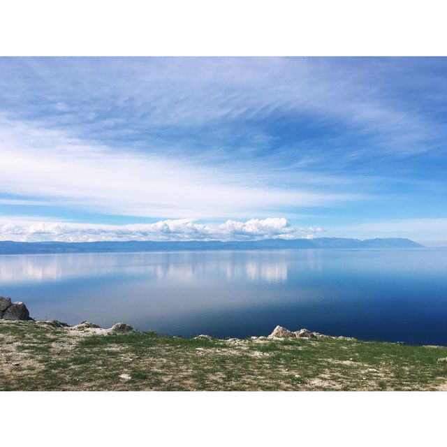 Blue sky, blue lake for beautiful summer