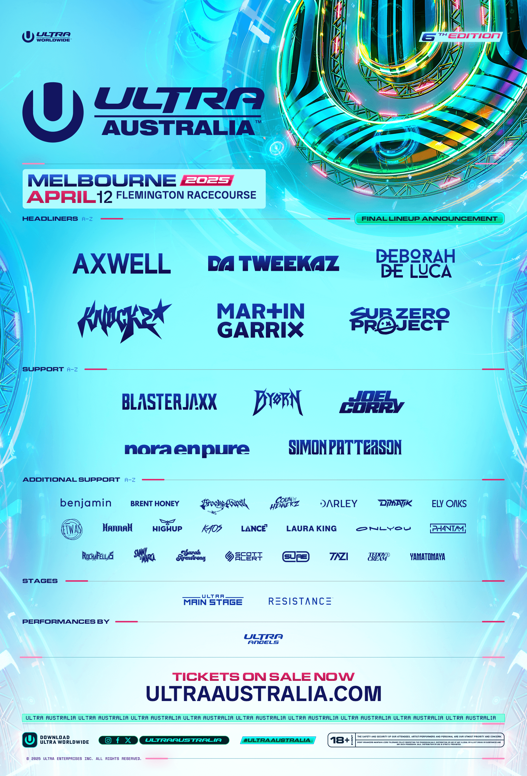 Ultra Australia (Melbourne) 2025 음악 축제 | 플레밍턴