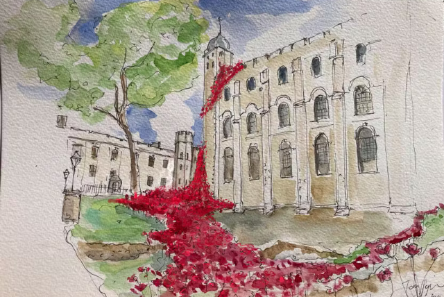The Tower Remembers - 2025 Poppies commemorative display to mark the 80th anniversary of the end of the Second World War. | Tower of London