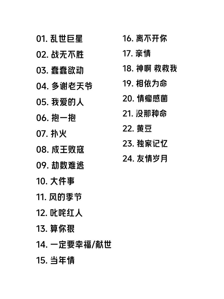 陳小春廈門演唱會2025 | 歌單參考-長沙站