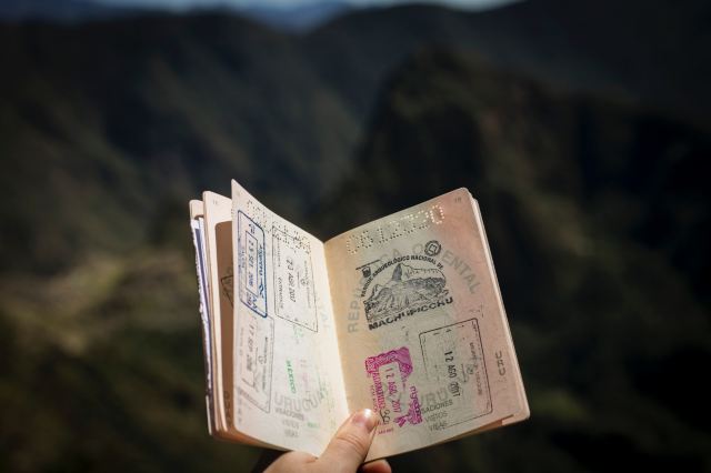 passport book with entry stamps