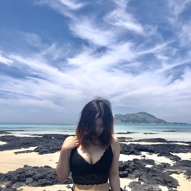 제주 야자수 많은 해수욕장