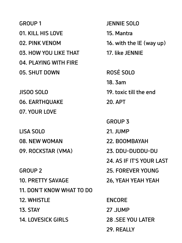 BLACKPINK高雄演唱會2025 | 歌單參考-洛杉磯站