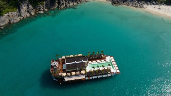 YONA floating sea bar/club/sea swimming pool in Phuket, Thailand