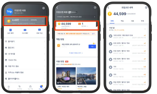 트립코인 상세내역