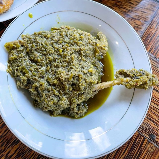 Delicious green chili duck!
