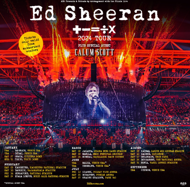 【馬來西亞吉隆坡】Ed Sheeran 2024世界巡迴演唱會 | 武吉加里爾國家體育館