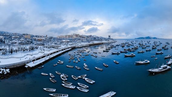 웨이하이 프라이빗 가이드 데이 투어 나샹하이 다이아몬드 비치 해수욕장 해초집 좌초 블루웨스트 크루즈선 웨이하이 빅 포토 프레임 마오토우 산