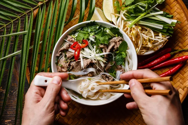 bowl of Vietnamese pho