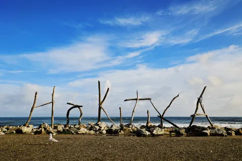 Hokitika Beach Sign