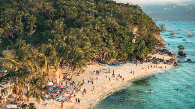 Boracay beach with people