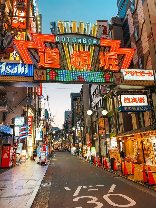 Neon-lit Streets in Downtown Osaka 