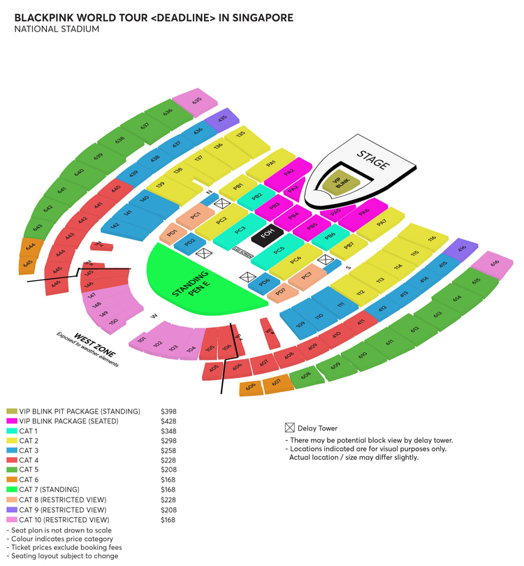 BLACKPINK新加坡演唱會2025 | 座位圖