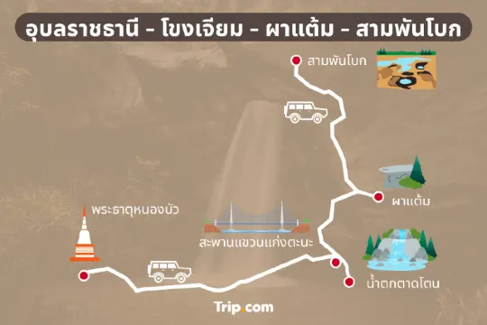  แจกเส้นทางเที่ยว อุบลราชธานี – โขงเจียม – ผาแต้ม – สามพันโบก