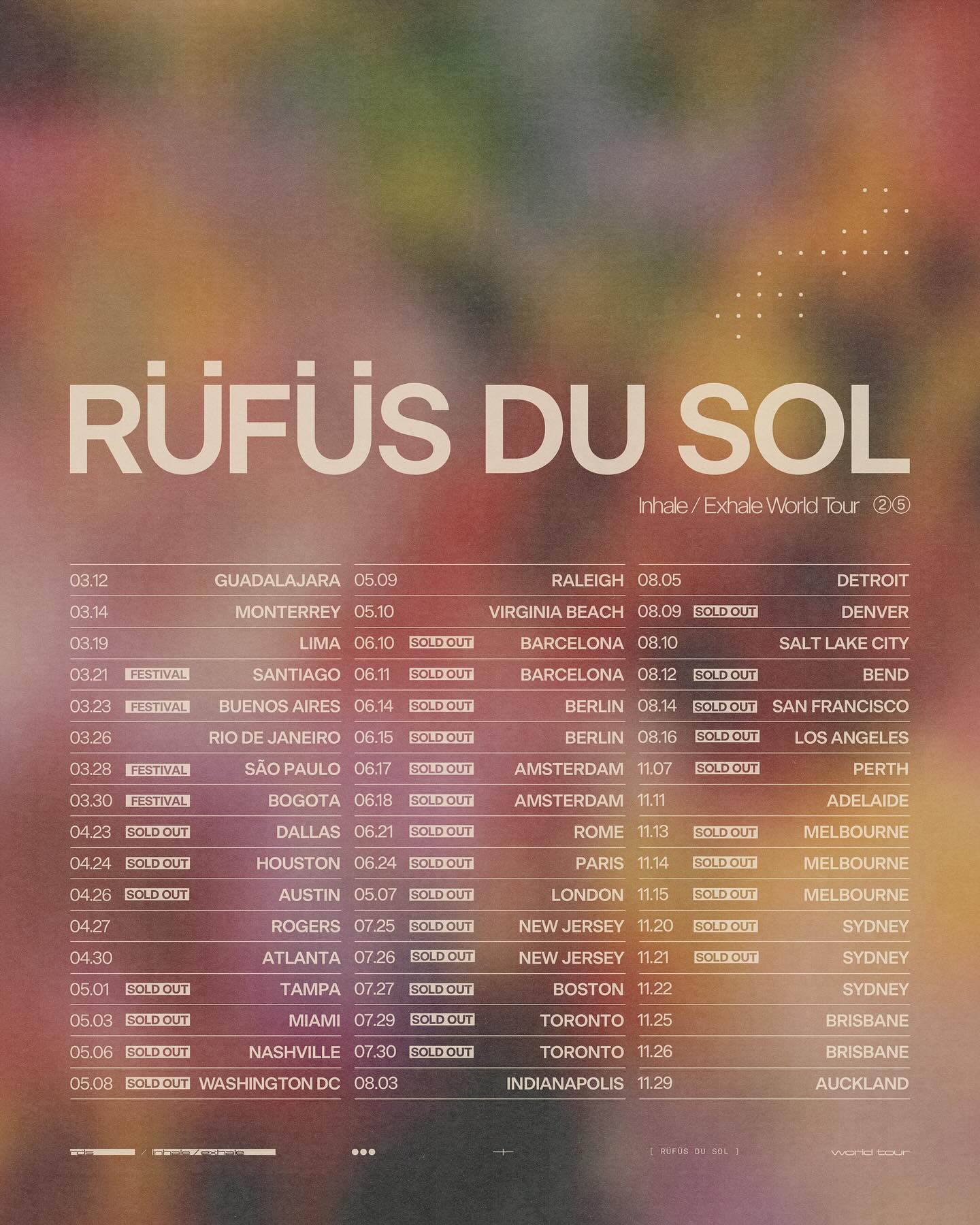 RÜFÜS DU SOL World Tour 2025 RAC Arena Tickets, Dates & Itineraries