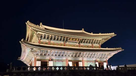 밤에 조명으로 비춰진 근정전은 더욱더 위풍당당한 모습을