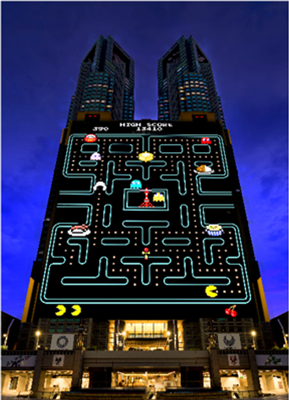 《吃豆小子（Pac-Man）》東京夜景燈光展 | TMG Building Citizens' Plaza