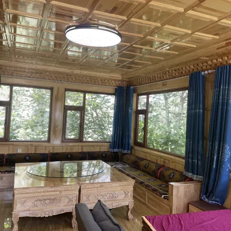 Overlapping ancient temple holy lake villa