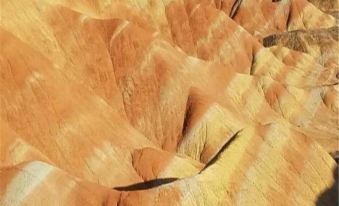 The landscape is filled with unusual formations, including this one at Colorful Danxia Yimi Sunshine Inn