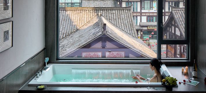 楽山L秘湯江景ホテル·City Vacation(楽山張公橋東大街飲食街） 楽山のホテル