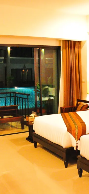 ห้องดีลักซ์ พร้อมทางเข้าสระว่ายน้ำ ห้ามสูบบุหรี่