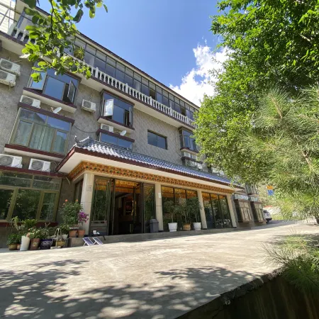 Overlapping ancient temple holy lake villa