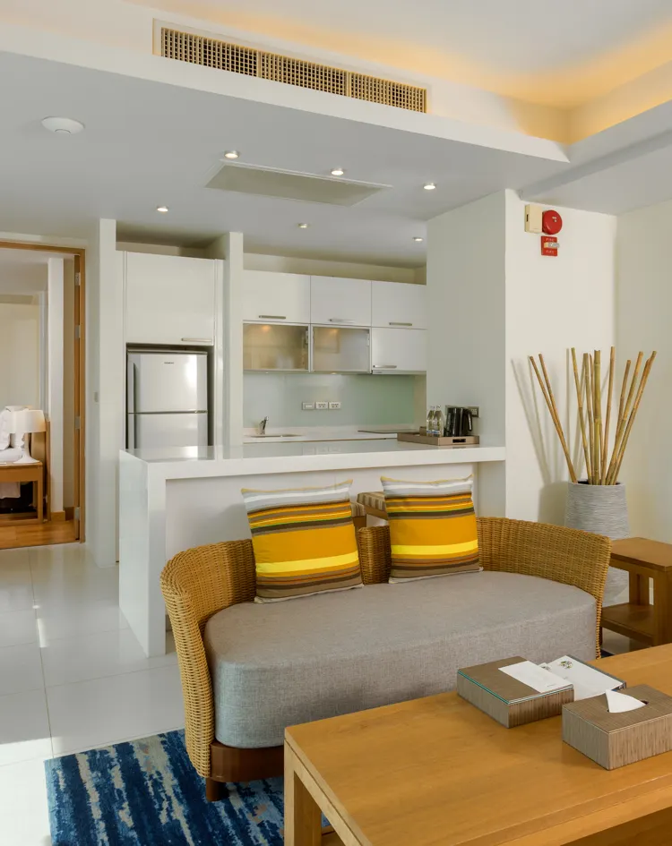 เรซิเดนซ์หนึ่งห้องนอนพร้อมห้องครัวและระเบียง