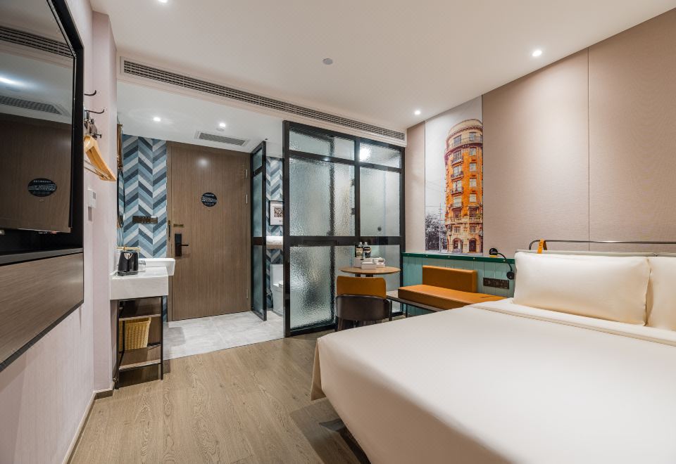 상하이 징안 쯔란박물관 아투어 라이트 호텔의 현대적인 로비 공간