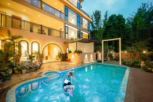 Panda's Home Private Hot Spring Cinema Hotel - Rooftop Pools