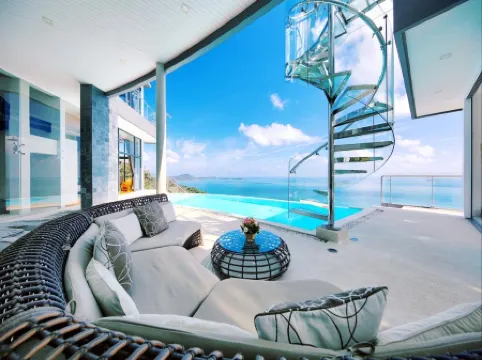 Ocean flower island Agean sea hotel