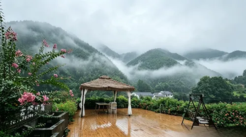 Yunti Xiaozhu·Chinese log wind view m - Kitchens