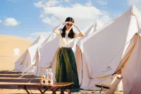 Tenggeli looks up at Starry Sky Camp