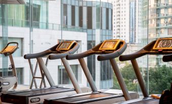 The view from the window at a Taiwanese university press conference was observed from an exercise room at The Eton Hotel Shanghai