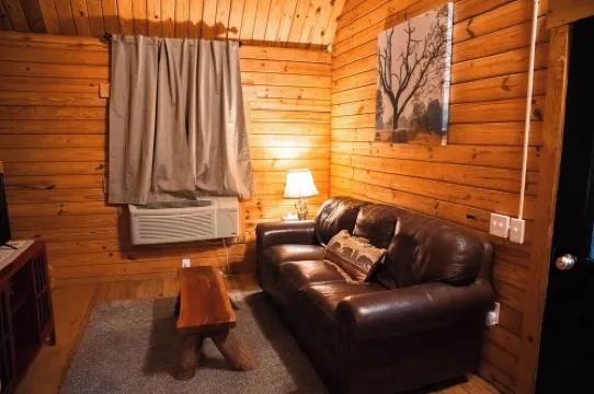 Charming cabin with loft, porch swing, AC, and WiFi on 295-acre peaceful retreat