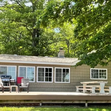 Hubbard Lake Sunset Hideaway, large lakefront property.