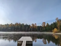 A lakefront retreat with hot tub