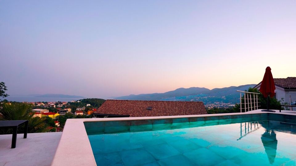 Exclusive vacation apartment near Opatija with 180° sea view and private pool.