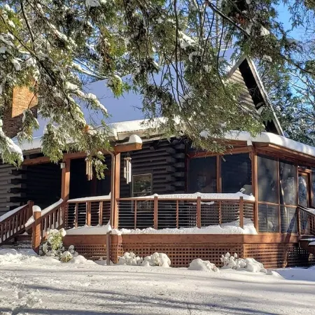 Private, Modern, Pet-Friendly Log Cabin: Winter Getaway on 6 Acres,