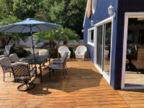 Spacious house with an amazing view of the ocean on a private deck.