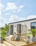 Comfortable caravan in a green setting