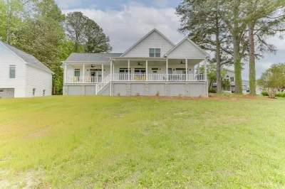 Beautiful river  house with dock and boat house