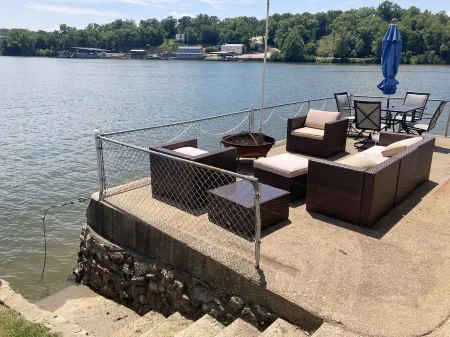 Lake front with view, dock and calm water